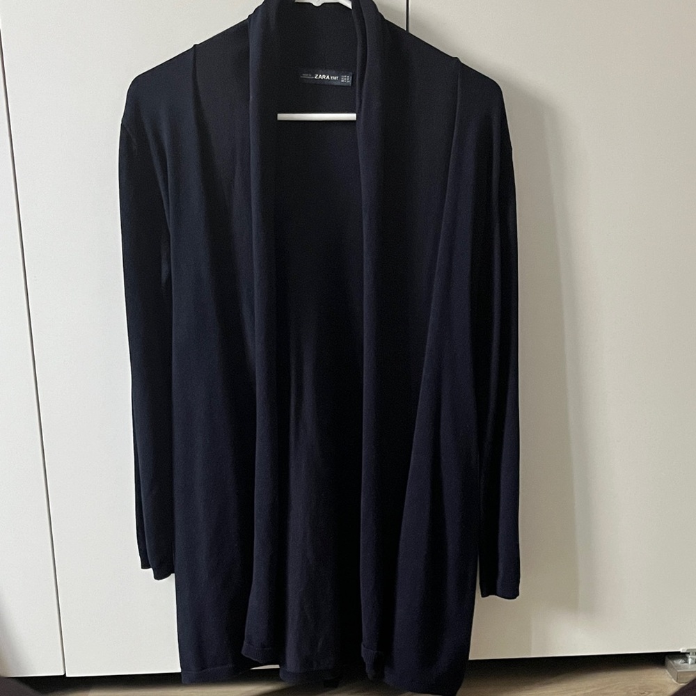 Zara Navy Blue Open Front Cardigan Sweater